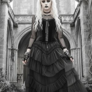 Dolls Kill Black Layered A-Line Skirt